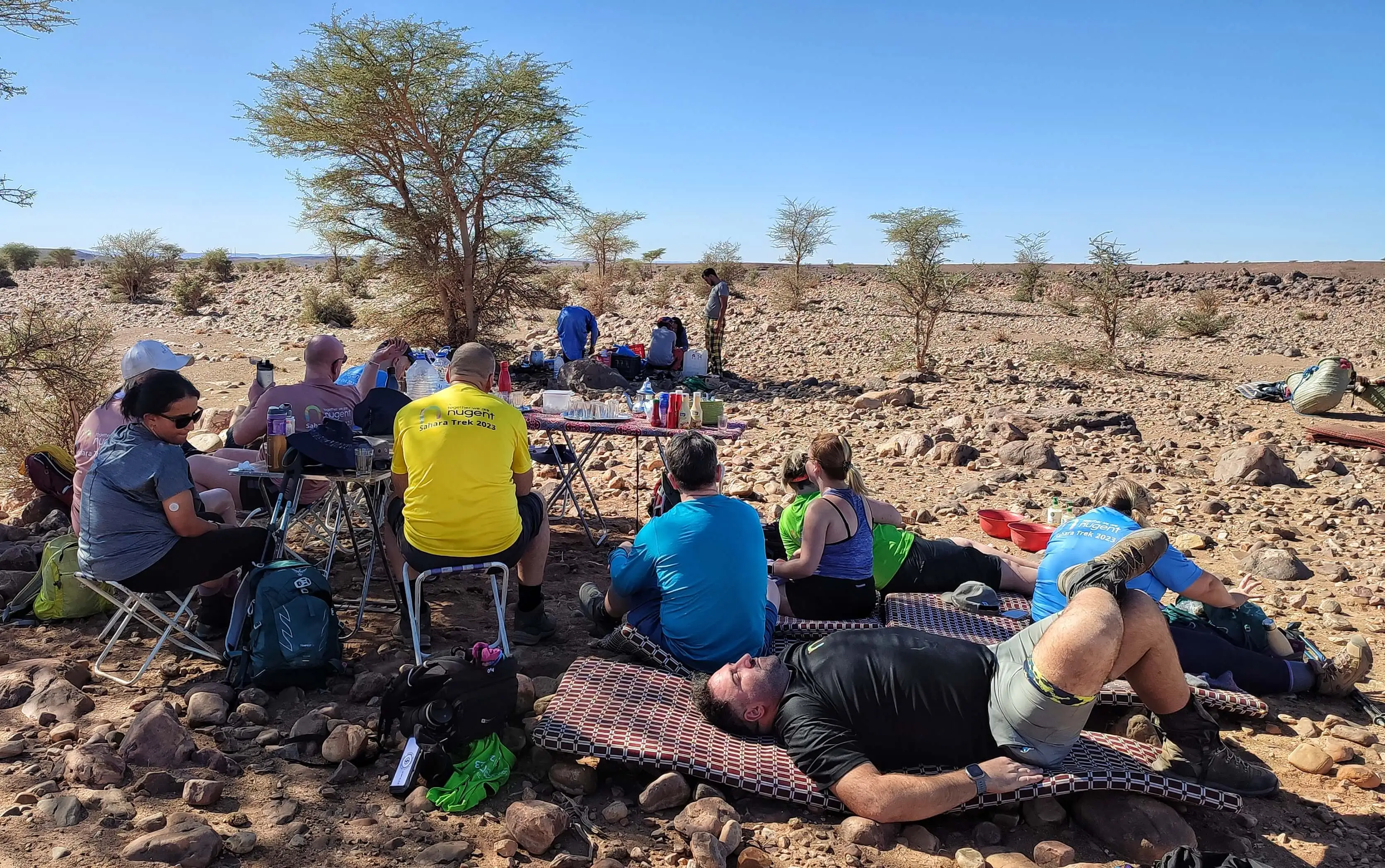 eating lunch in the desert with tired guests