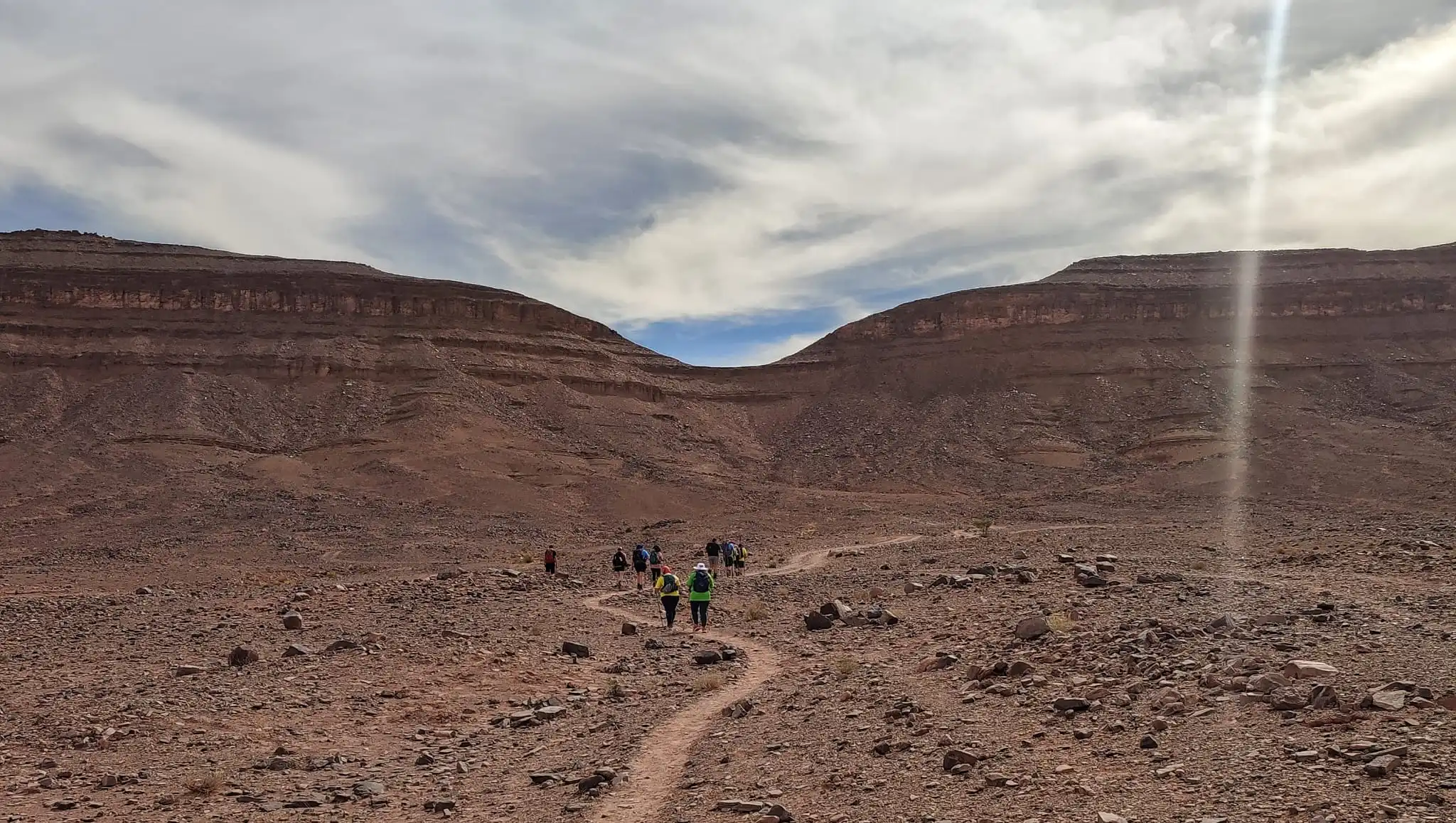 starting the hike towards a hill